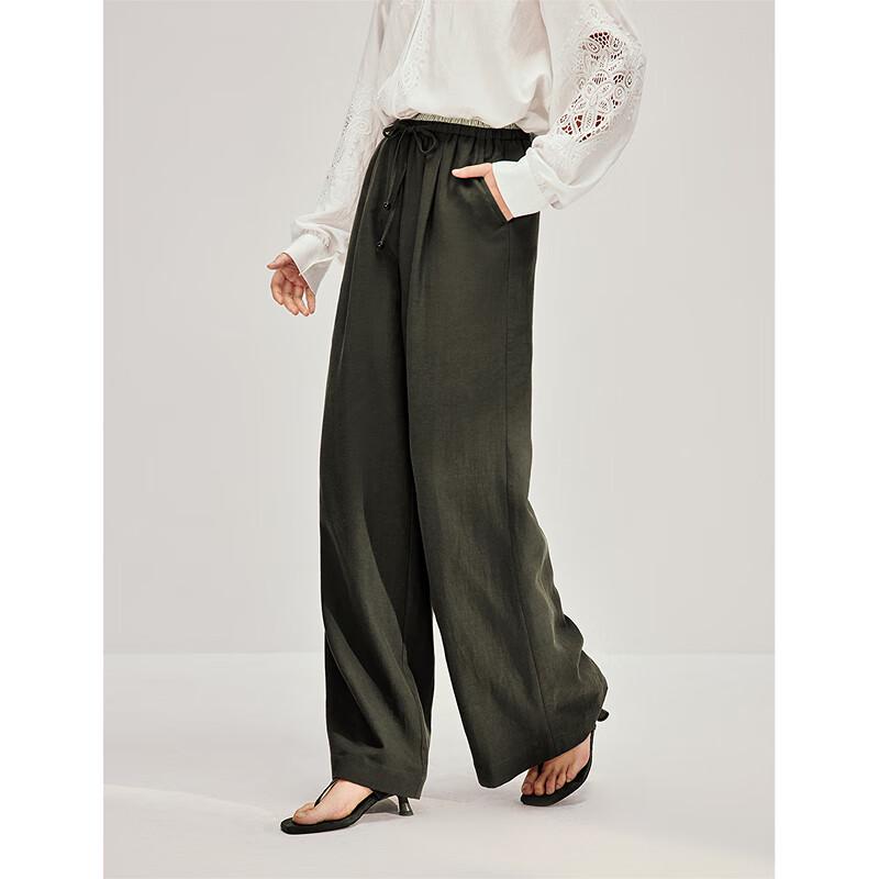 INMAN Women's Relaxed Fit Color-Block Wide-Leg Pants