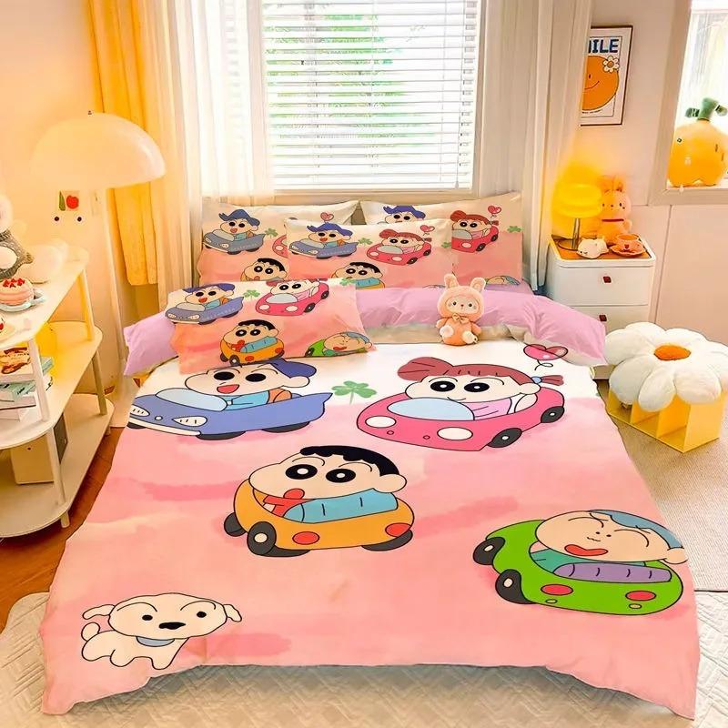 Kreslený Crayon Shin chan , Mikrovláknové ložní soupravy, Dětské ložní prádlo se zipem Pokojová dekorace Povlak na přikrývku pro teenagery dospělé