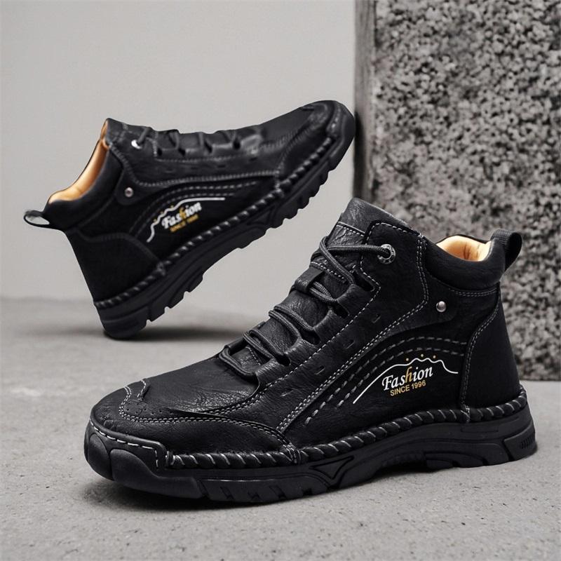 Men's High-top Leather Boots Casual Sneakers Outdoor Shoes