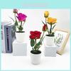 Rose Artificial Plant Gift For Valentines Day Home Decor With Faux Pearl Accents