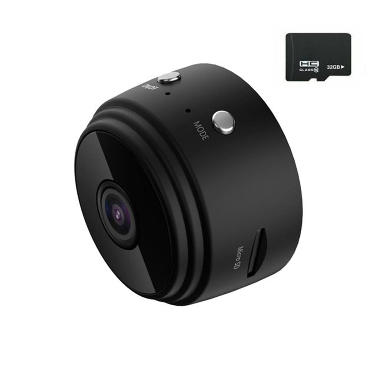 

A9 Міні-камера Wi-Fi Домашня відеокамера 1080P HD Cam Веб-камера безпеки для домашнього автомобіля в приміщенні на відкритому повітрі з SD-картою 32 ГБ One Size чорний