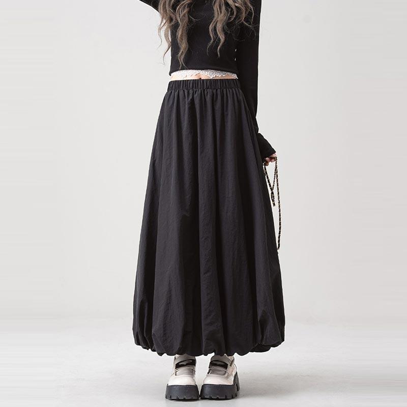 

Женские юбки-тыквы Белая повседневная юбка-миди с эластичной талией и мешковатым кроем Одежда Y2k Мода Корейский стиль Весна Лето 2XL чёрный