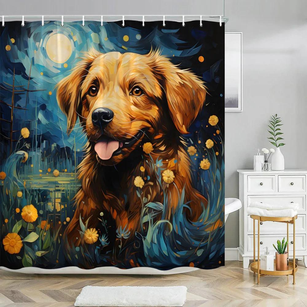 Abstract Art Impressionist Shower Curtain Beautiful Colourful Painting  Polyester Fabric Washable Shower Curtains Bathroom Decor