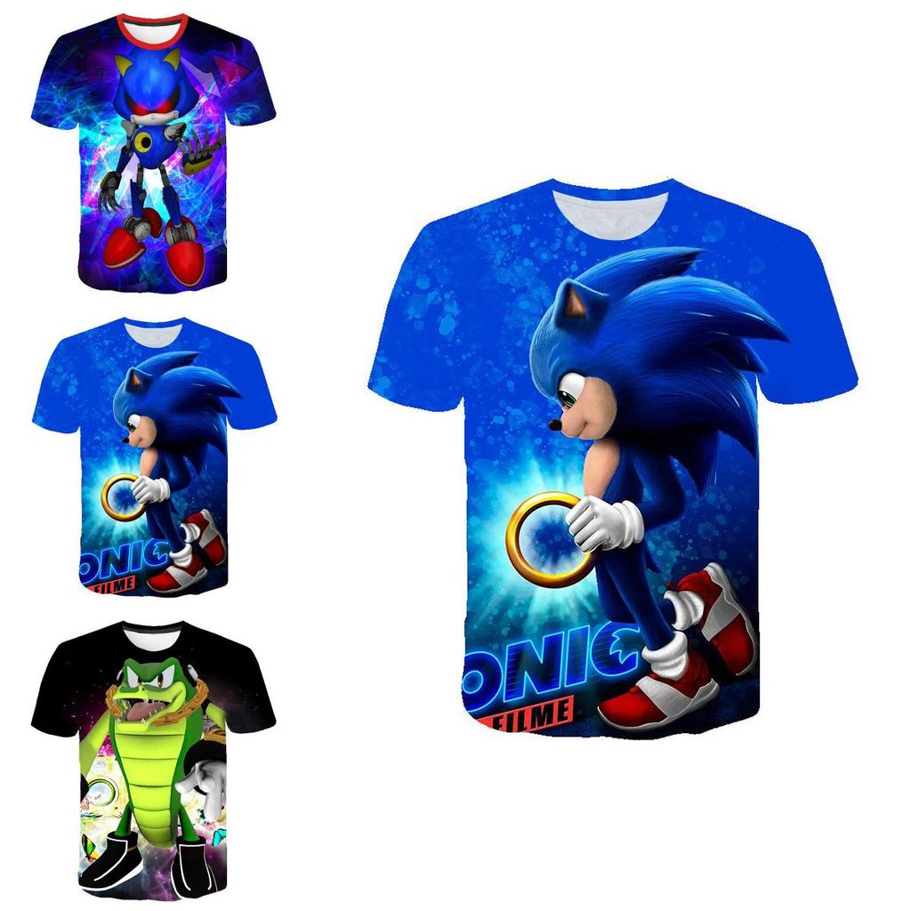 Stylisches Sonic The Hedgehog Kinder T-Shirt Mit Buntem Cartoon-Design Für Jungen Und Mädchen