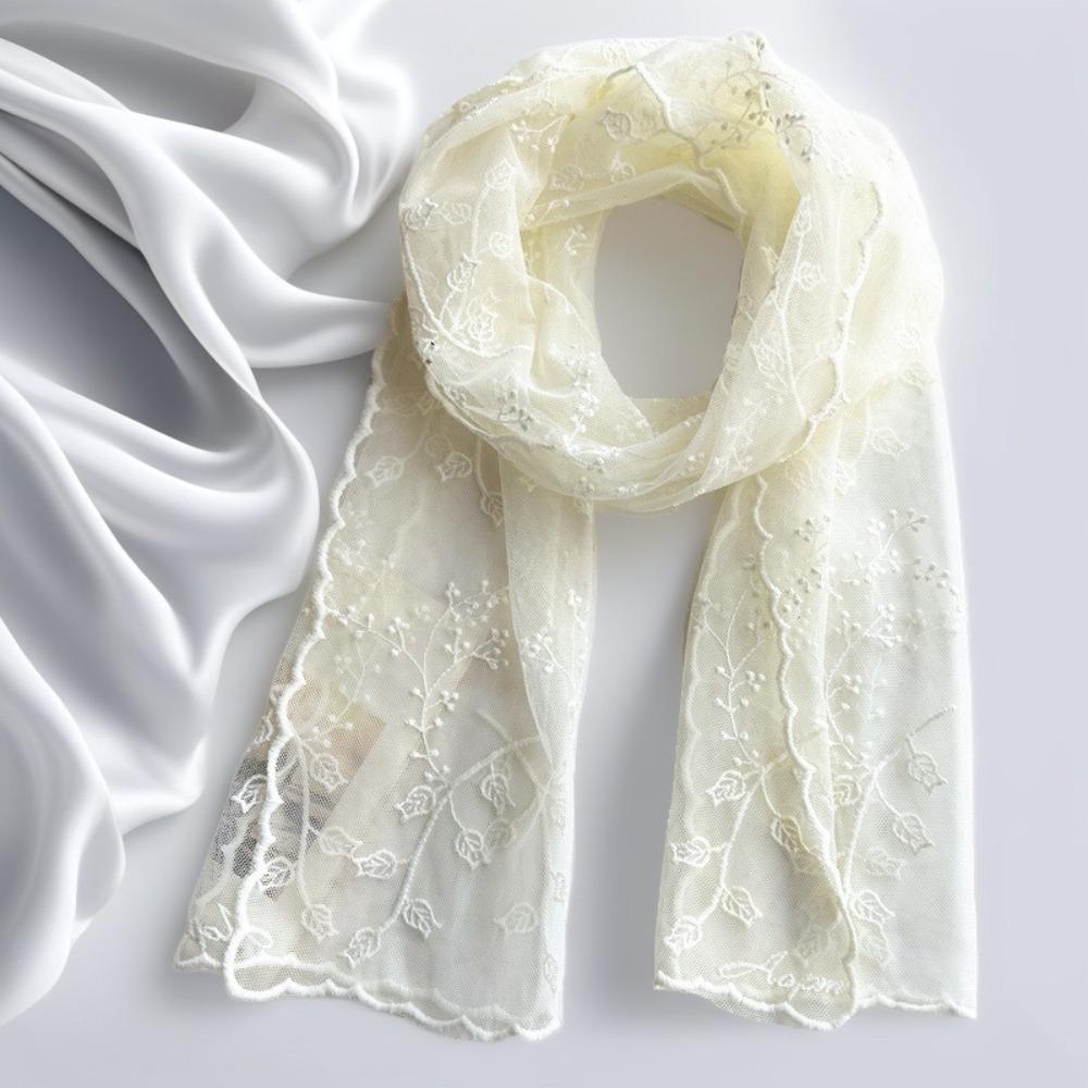 Retro Women's Lace Scarf Elegant Silk Headband Casual Female Headscarf