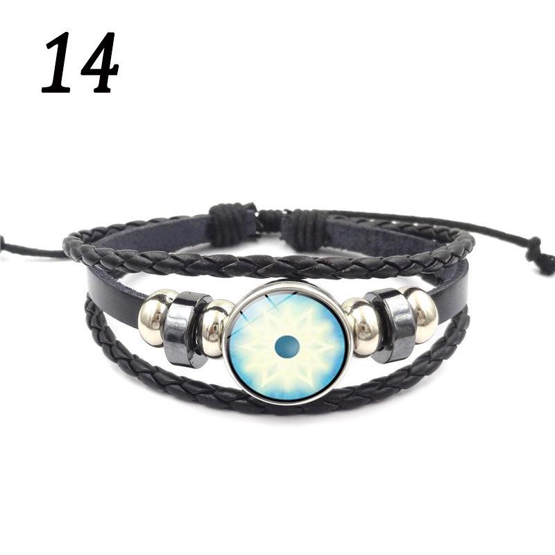 Handmade Naruto Sharingan Woven Leather Bracelet for Men  Women – Anime-Inspired Beaded String Accessory.
