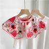 42*43cm Print Flower Sunscreen Shawl Scarf Decoration Fake Detachable Collar Protect Neck Shoulder Women Girl Dress Accessories