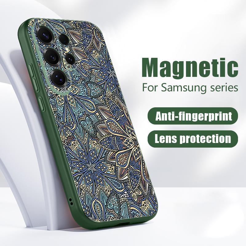Custodia Geometrica con Texture in Tessuto per Samsung S26 Edge S25 FE S24 Plus S23 S22 Ultra A15 A16 A17 A35 A36 A37 A54 A55 A56 A57 5G Cover Ibrida Magnetica Opaca