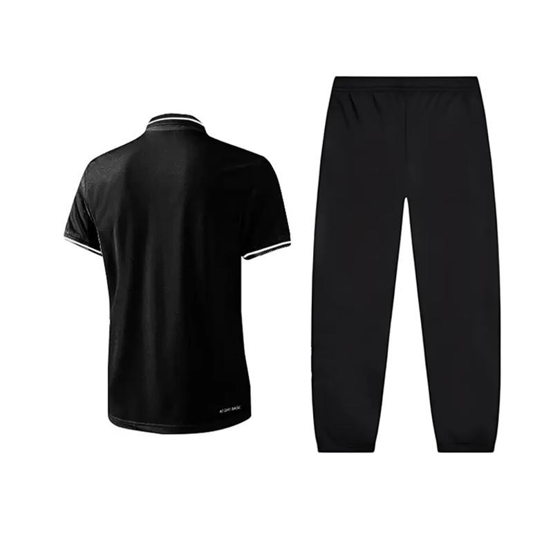 Li-Ning Plain Simple Fashion Quick-Dry Breathable Sweat-Absorbing Comfortable Versatile Polo Shirt Short Sleeve Casual Sports Set YPLV047-3+AYKT415-1