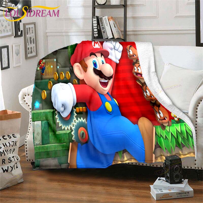 Mario Bros Blanket High Quality Flannel Warm Soft Plush on The Sofa Bed Blanket Suitable for Air Conditioning Blanket
