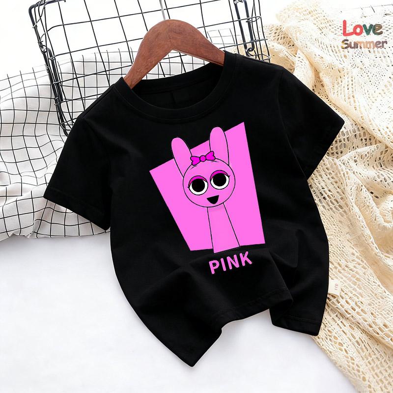 Camiseta casual de manga corta Sprunki de verano para niños de 4 a 14 años, top cómodo para niños, adecuado como regalo para niños y niñas