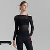 WEZHO One-Shoulder Mesh Long-Sleeve Yoga Top