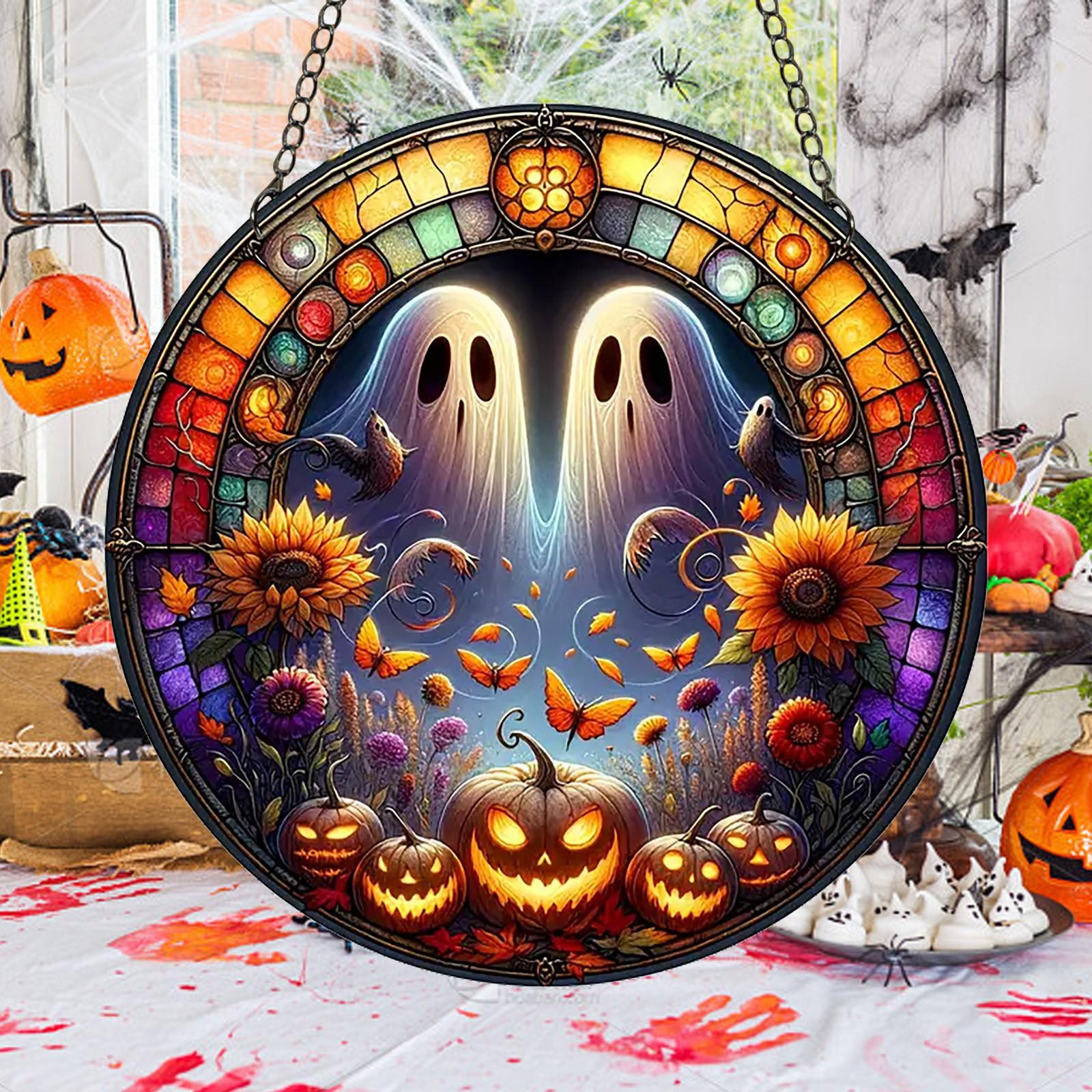 

Плоские 2D Праздничные Подвески Хэллоуин Акрил Витражное Стекло Украшения для Окна Садовый Подвес Крыльцо Дома Креативное Подвесное Украшение One Size