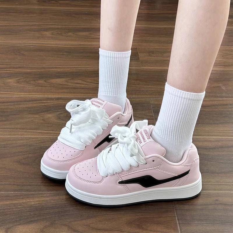 Light pink, niche versatile board shoes, women's tide spring new platform sports skateboard bread shoes