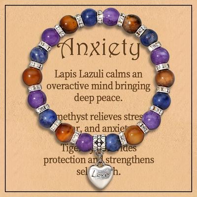 Hanmade And Lapis Lazuli And Stress Relief Anniversary Party Supplies Amethyst Yellow Tiger'S Eye Calming 1PC Natural Stone Bracelet