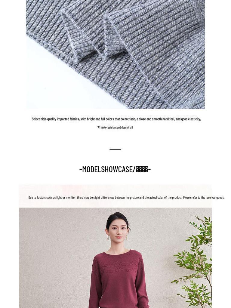 Women's Soft Wool Round Neck Knit Sweater - Versatile, Skin-Friendly, Hand-Crocheted