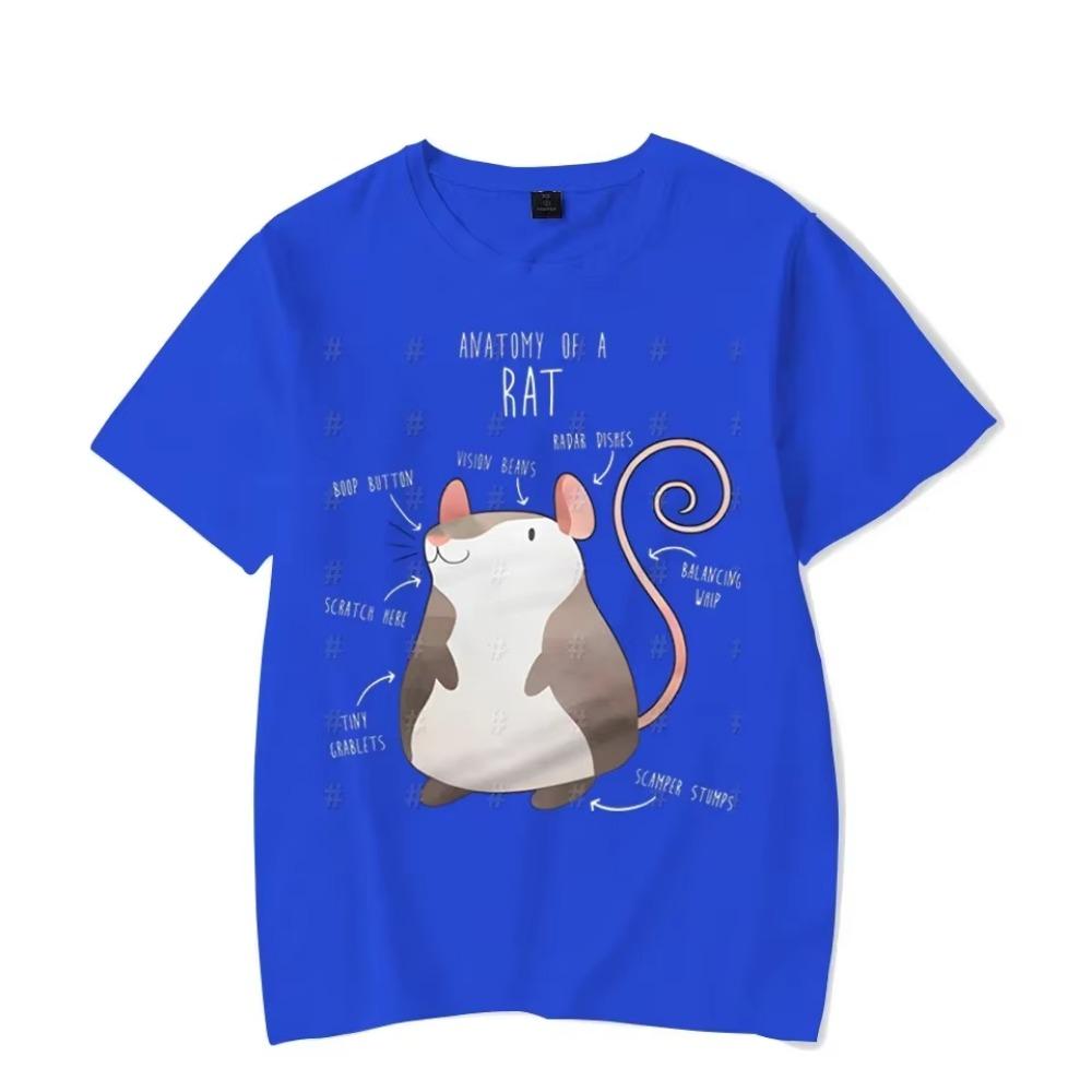 Top Men Women's T-shirt Cute Rat Printed Short Sleeve Male T-shirt Harajuku Fashion Couple Loose Street Style Y2K Tops Clothing