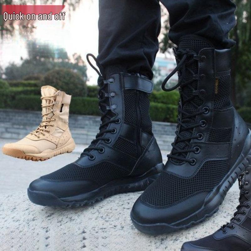 

Мужские высокие сетчатые ботинки - Дышащие, износостойкие, на шнуровке, с боковой молнией, парусиновые ботинки для лета и весны. 41