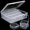 Small Bead Necklace Plastic Storage Box - Mini Necklace Storage Container with Hinged Lid - Rectangular Craft Supplies Box