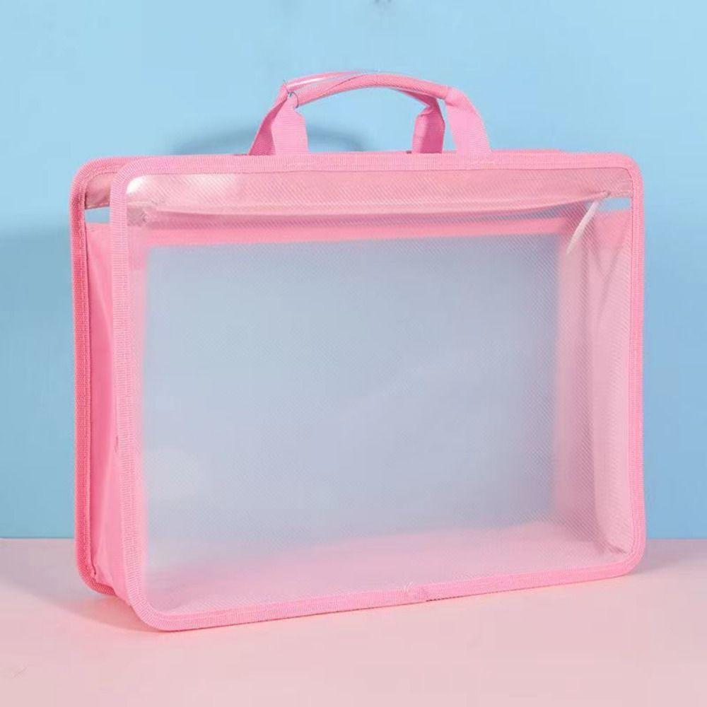 Tragbare Dokumententasche mit großer Kapazität, verdickte Köper-Aktentasche, transparente A4-Handtasche, Schule