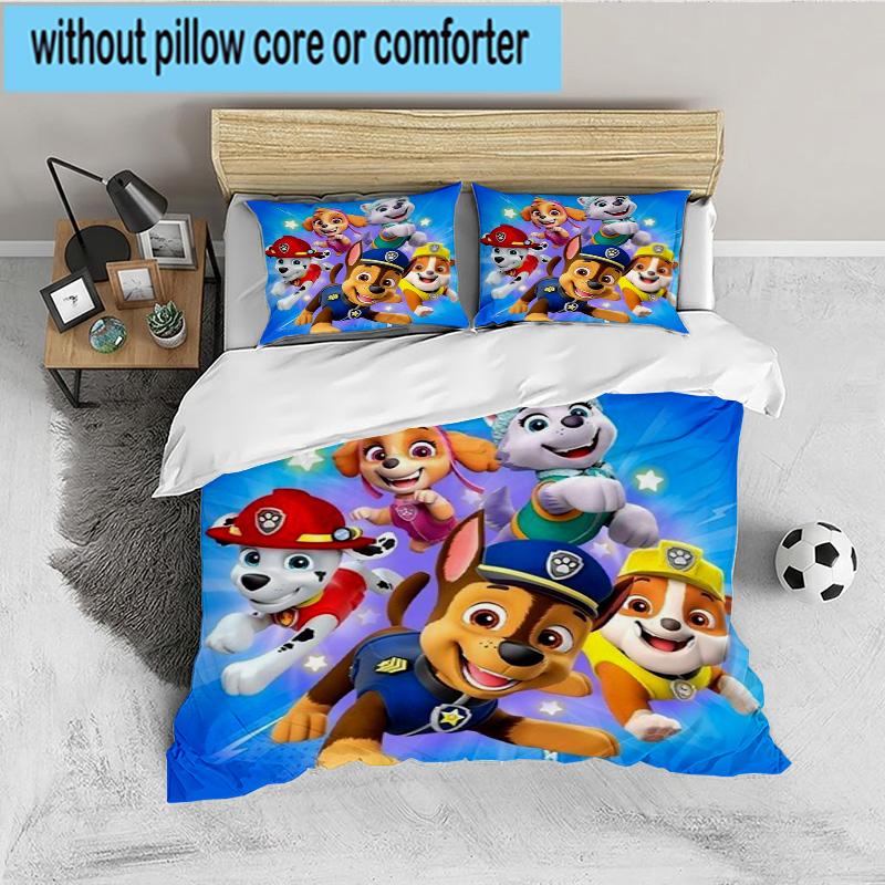 Dog Paw Heroes 3PCS Bedding set,Ideal for 1pc Duvet Cover And 2pcs Pillowcases Perfect for Fan gift,Ideal for Bedroom, Dormitory