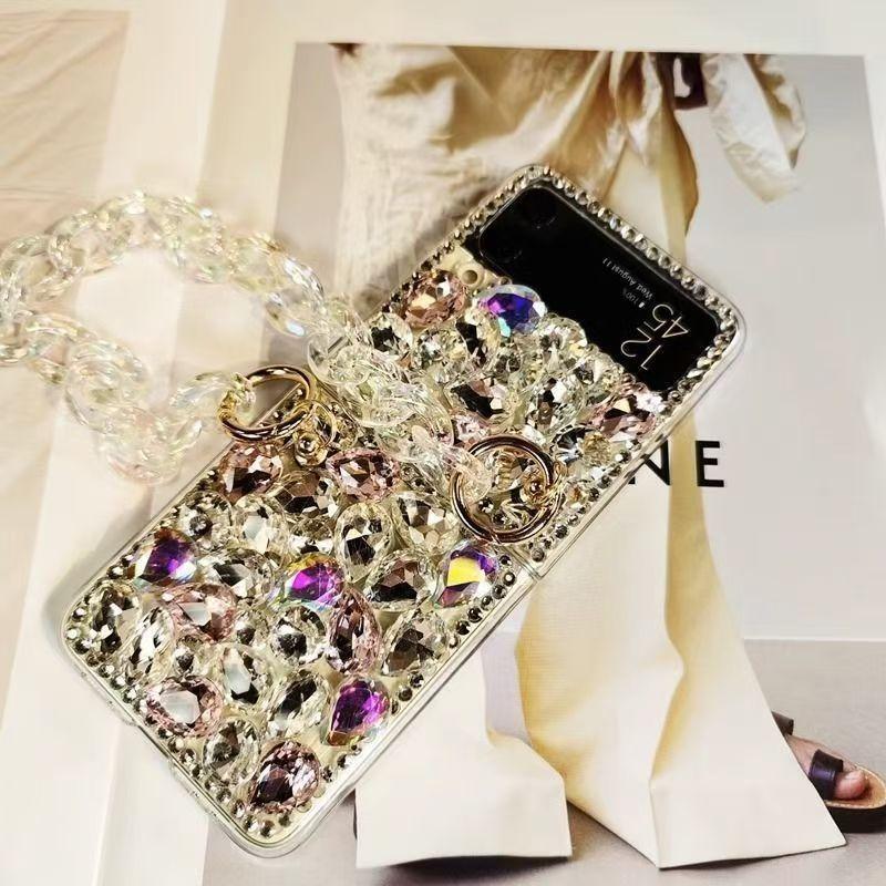 Applicable to Samsung z flip7/6/5 mobile phone case rhinestone Z Fold 5/6 makeup wallet 3/4 all-inclusive protective case samsung-z flip7