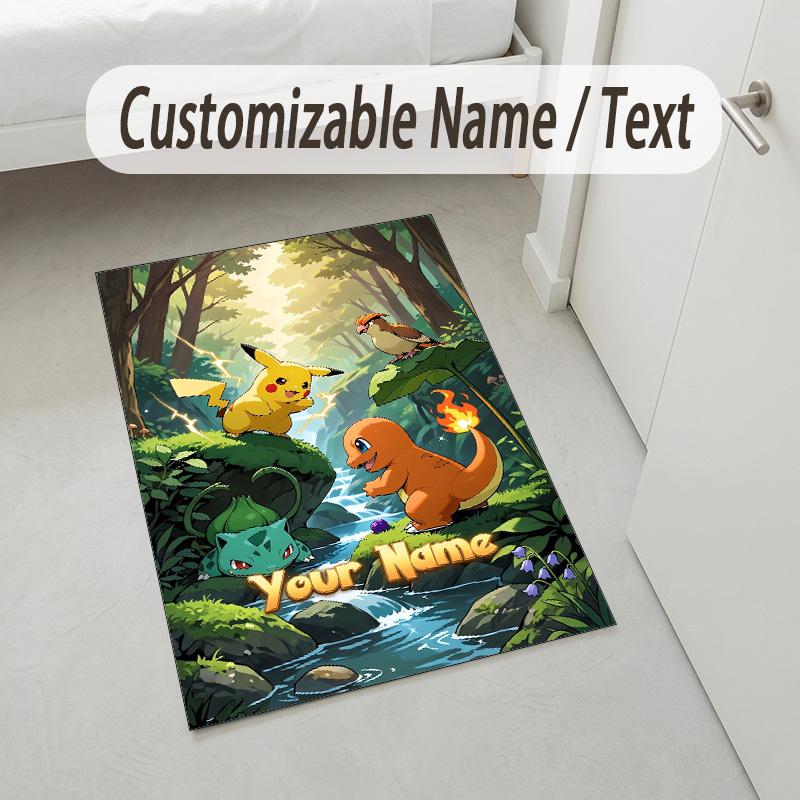 Personalisierter Kristall-Samtteppich, Pokémon-Name nach Wunsch bedruckt, Plüsch-Teppich für Heim-Innenraum-Dekoration