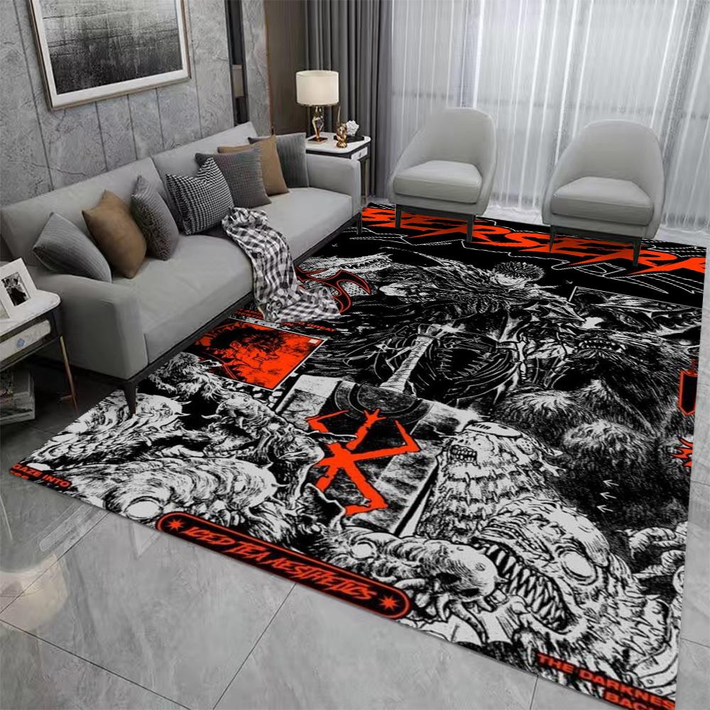 

MINISO B-Berserk Гатс Аниме Ковер Коврик для Мальчиковой Спальни Ковер для Гостиной Игровой Напольный Коврик Нескользящий Ковер Моющиеся Коврики для Отдыха Подарок 120x160cm