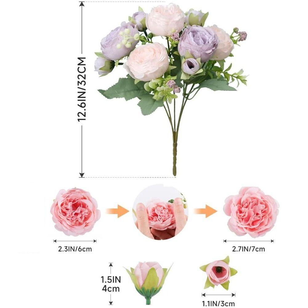 High Quality Big Head Artificial Peony Flowers Bud DIY Accessories Lifelike Floral Bridal Bouquet Home Decoration