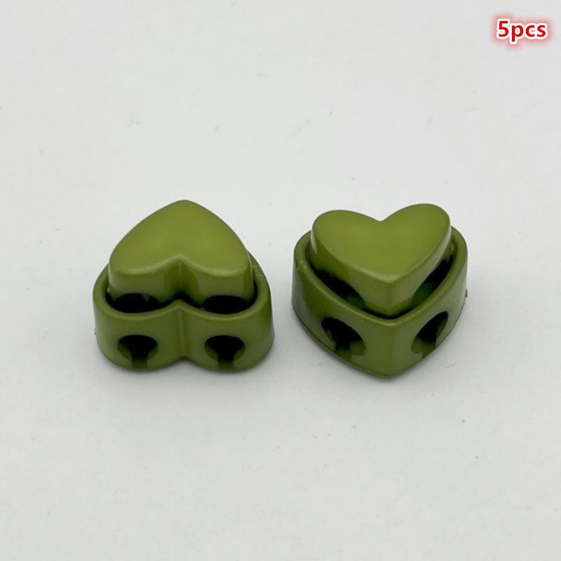 5Pcs Colorful Garment Stoppers Heart-Shaped Plastic Cord Locks Double Hole Spring Toggle Anti-Slip Stoppers Garment Accessories