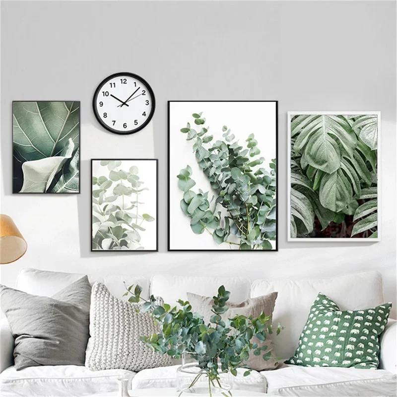 Green Plant Painting Flower Peony Poster, Wall Art, Canvas Picture, Nordic Posters, Eucalyptus for Living Room, Bedroom, Home De