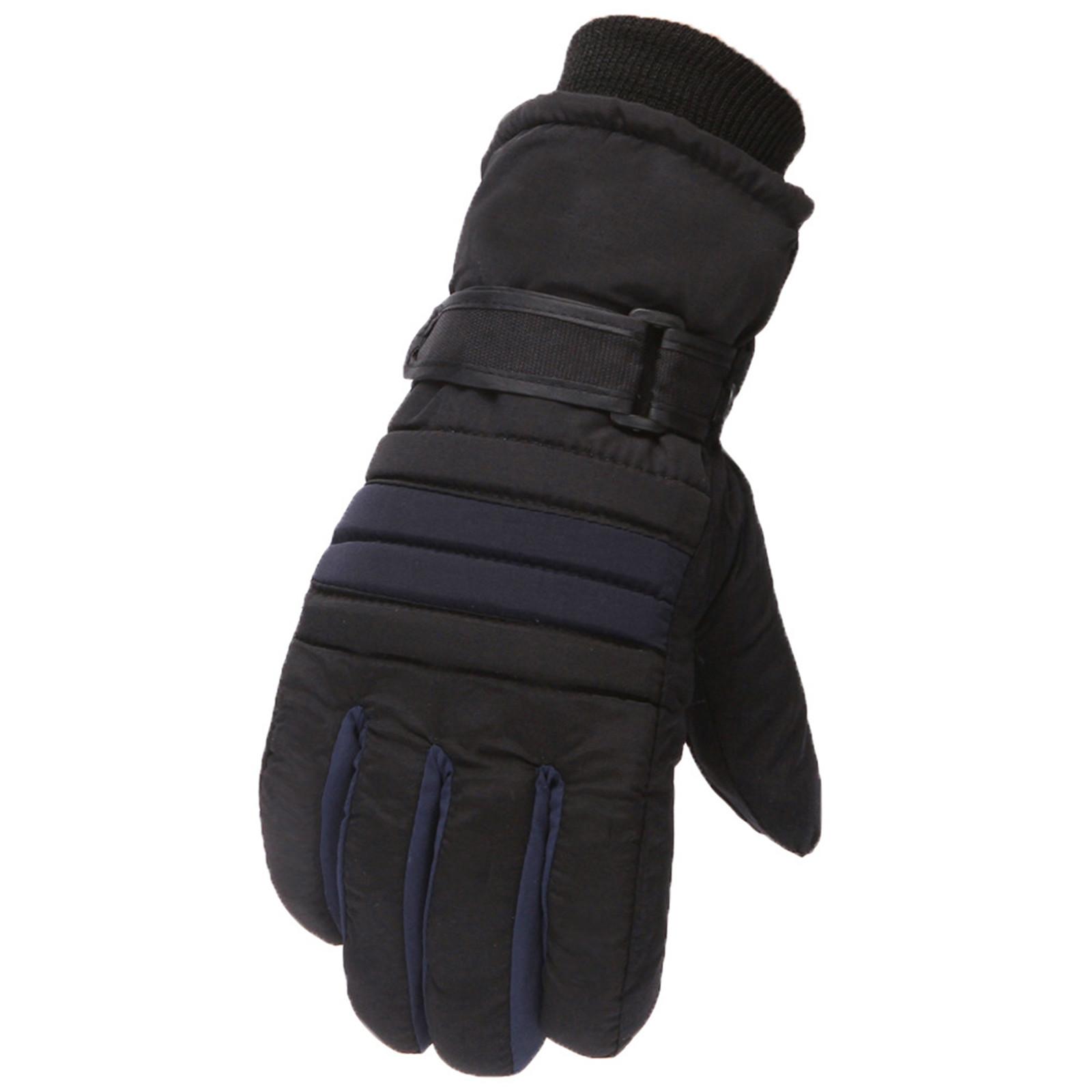 Adult Outdoor Waterproof Non-Slip Insulated Ski Gloves Adjustable Wrist Strap Thermal Protection Winter Gloves for Snow Sports One Size чёрный