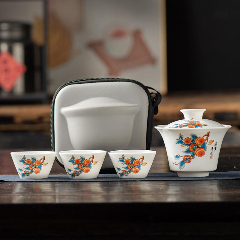 Travel Kung Fu Tea Set Small Set Portable One Pot Three Cups Outdoor Camping Kuaike Cup Business Gifts