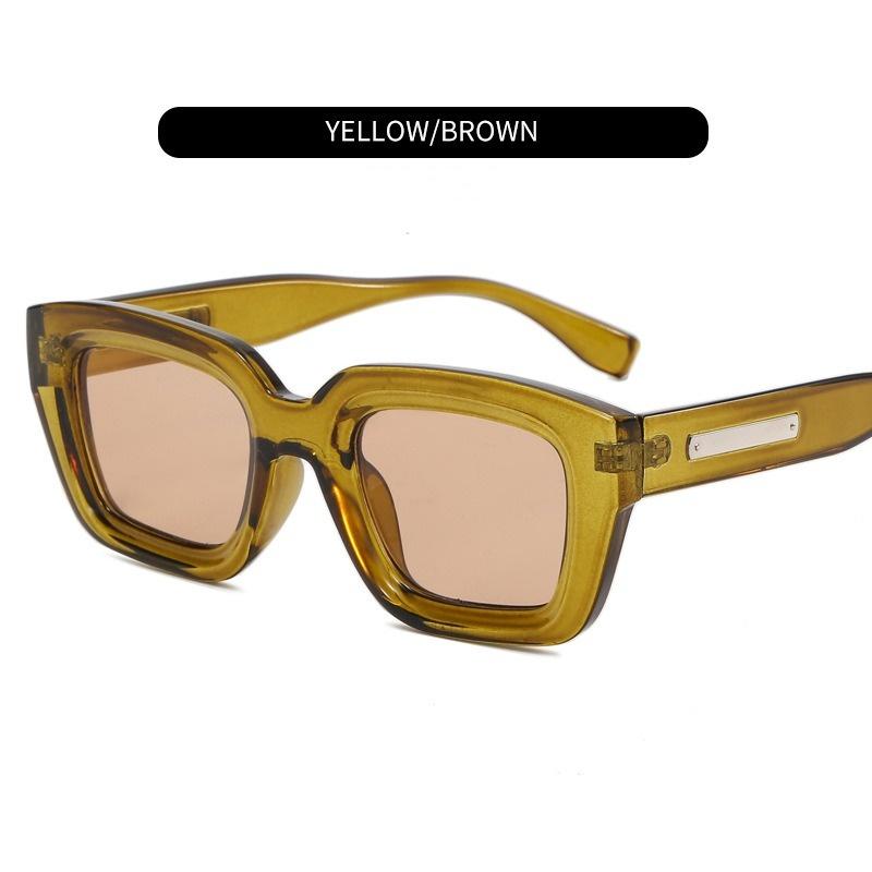 Retro Square Thick Frame Sunglasses Fashion Traver Shades Ins UV400 Protection Sun Glasses Traver Sunscreen Eyeglasses