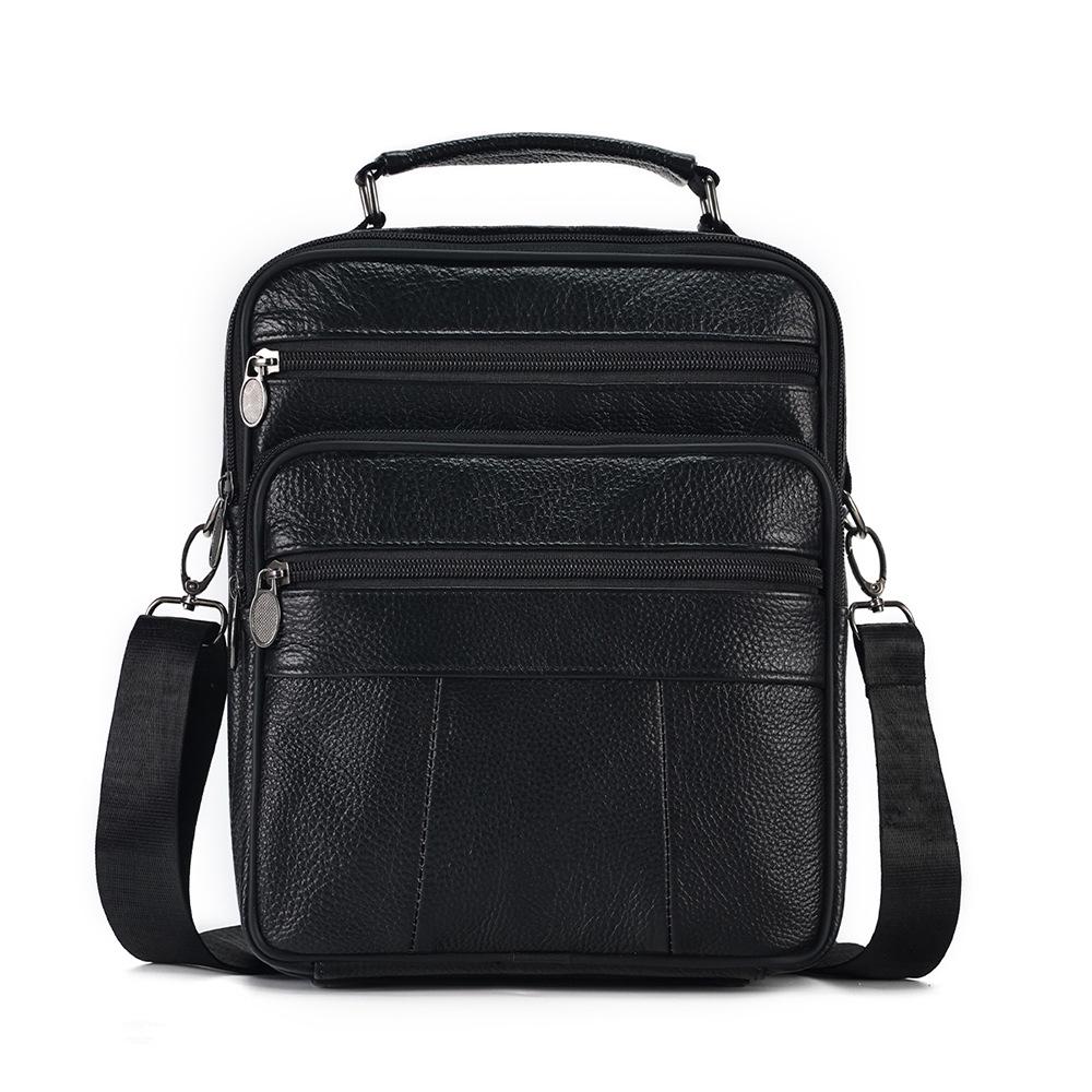 Men's Genuine Leather Vertical Crossbody Bag - Large Capacity, Top Layer Cowhide, Casual Outdoor Shoulder Bag