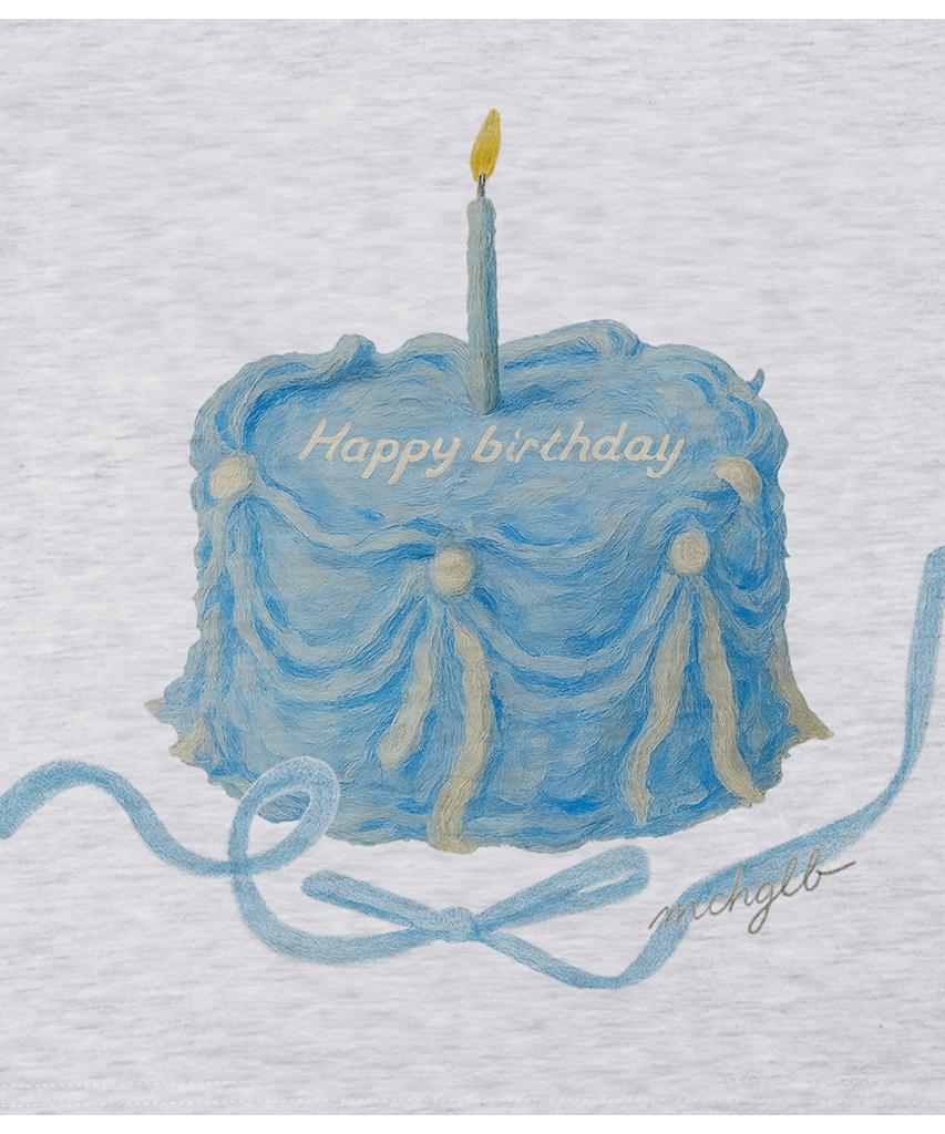 MATCHGLOBE Blue Cake Crop Top (Light Gray)