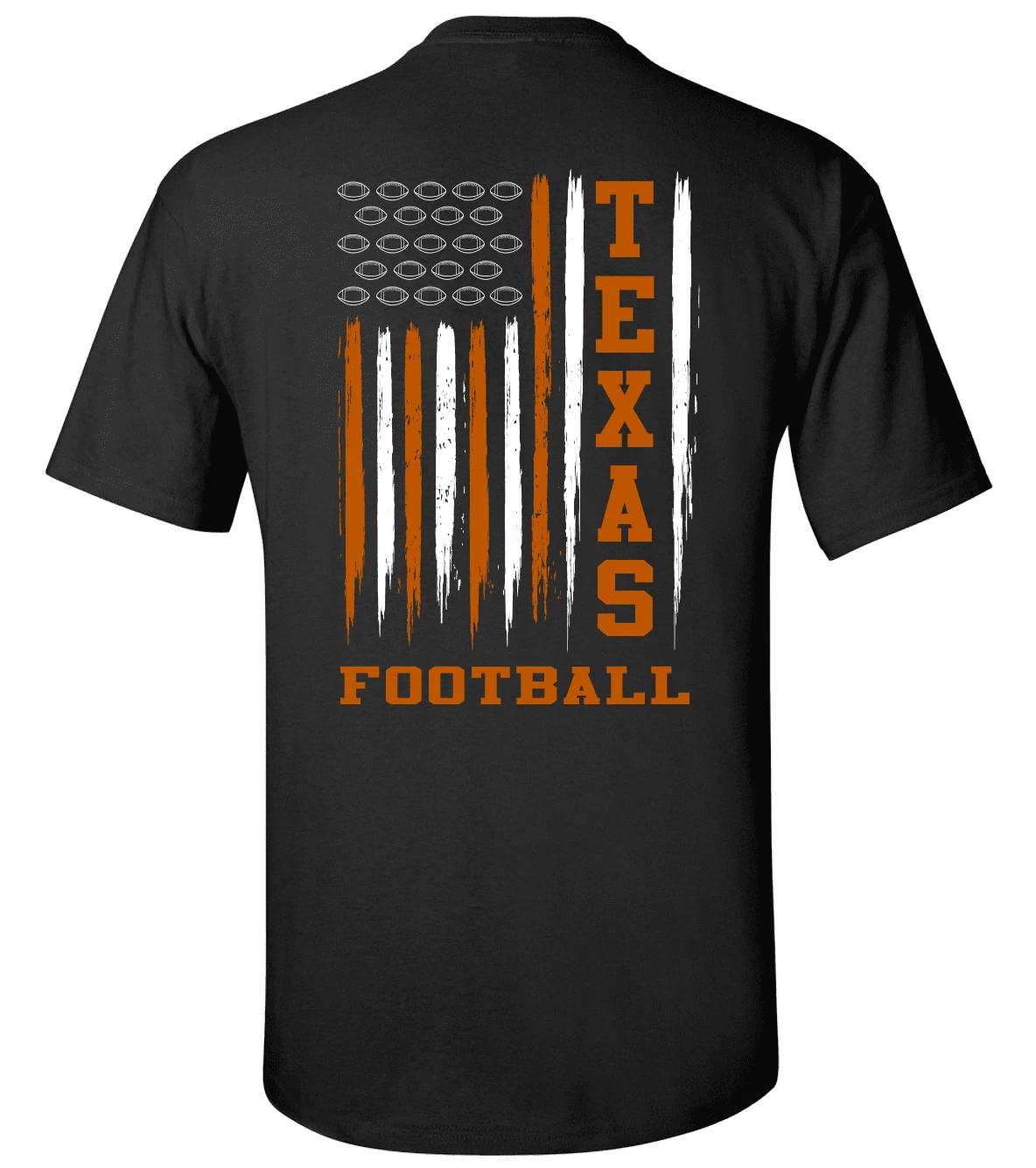 Texas Football USA Flag Unisex Short Sleeve T-Shirt-Black-Small 3XL