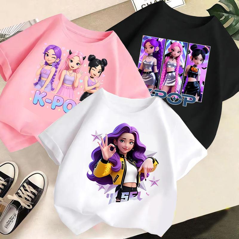 Summer Fashion Girls' Short Sleeved T-shirt Cute Printed Girls' Casual Versatile Top Cross Border