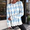 Women's Crewneck Sweatshirt with Scalloped Wavy Hem and Print for Casual Everyday Wear