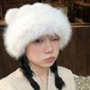 Retro Fuzzy Bear Ear Beanie Hat Pom-pom Ears Bucket Hats for Men and Women Winter Russian Thickened Warm Ear Protector Basin Cap