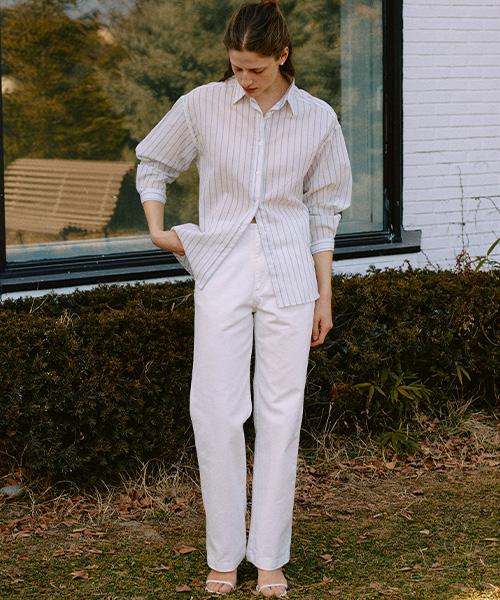 ANGELO BIANCO Flow Straight Pants Ivory