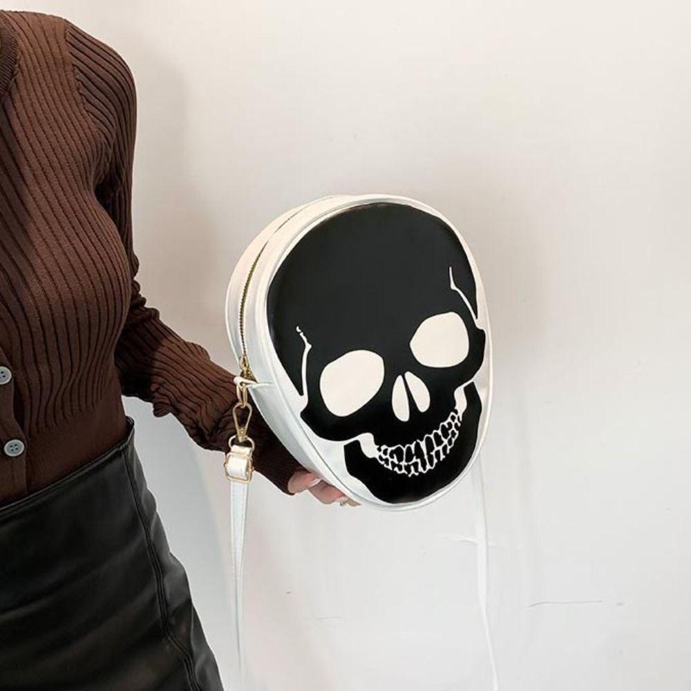 Creative Ghost Crossbody Bag Gothic Novelty Leather Candy Bag Halloween Skull Shoulder Bag Women
