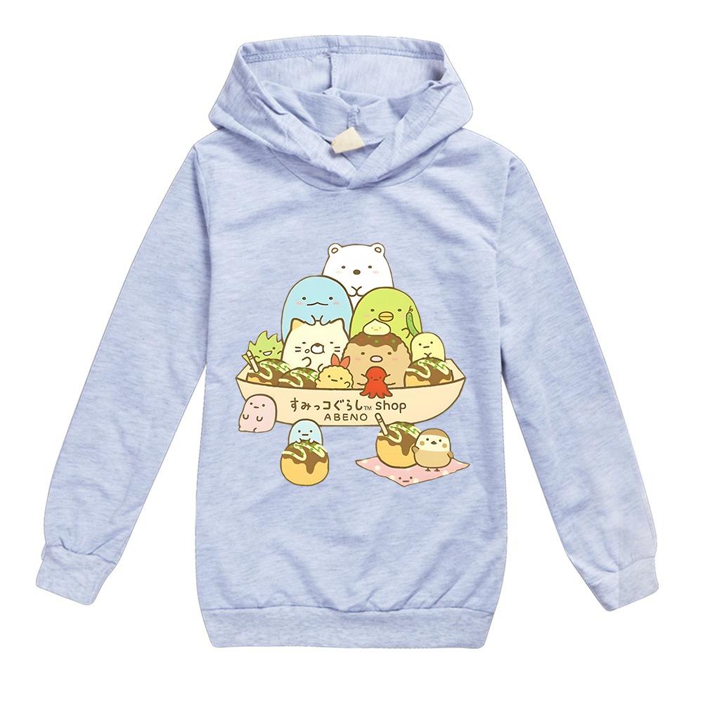 Anime Sumikko Print Hoodies Kids Kawaii Streetwears Children Comic Manga Sumikkogurashi Tops Cotton Boys Girls Clothing