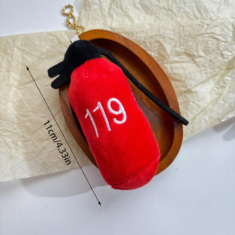 Creative Fire Extinguisher Plush Toy Keychain Cartoon Fire Extinguisher Soft Stuffed Doll Pendant Car Keyring Backpack Bag Decor