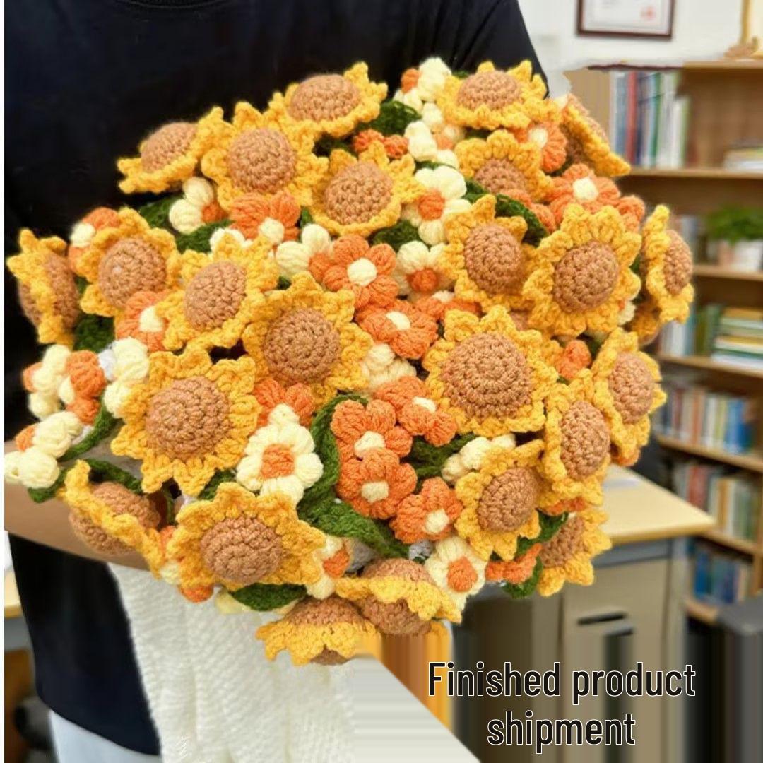 

Sunflower Bouquet Blanket - Finished Product, In Stock, Fast Shipping, Not a Kit, Handheld Design 6 Sunflowers, 20 Daisies, 60CM