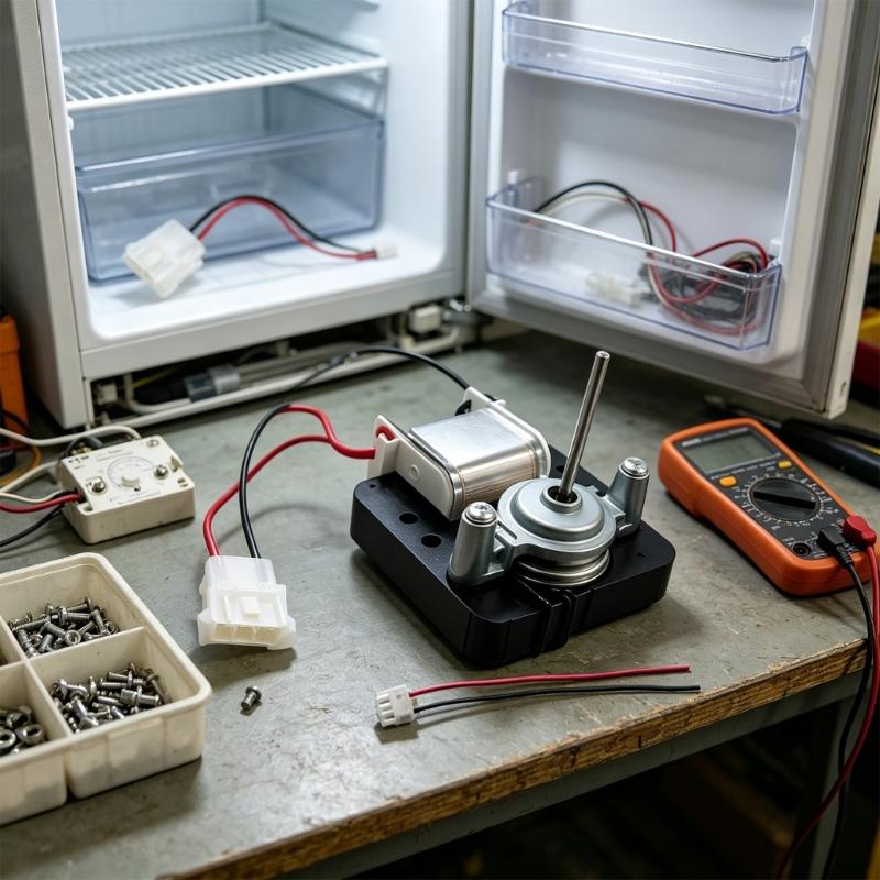 Kühlschrank Lüftermotor Einheit WR60X10238 für Kondensatorlüfter Ersatz, Enthält Montagehalterung und Drahtverbinder für die Gerätepflege