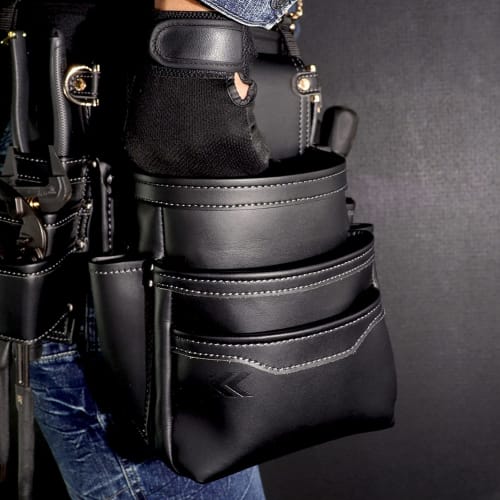 Fujiya 3-Tier Waist Bag, Black and Gold, Light PU Leather Series, AB-23BG