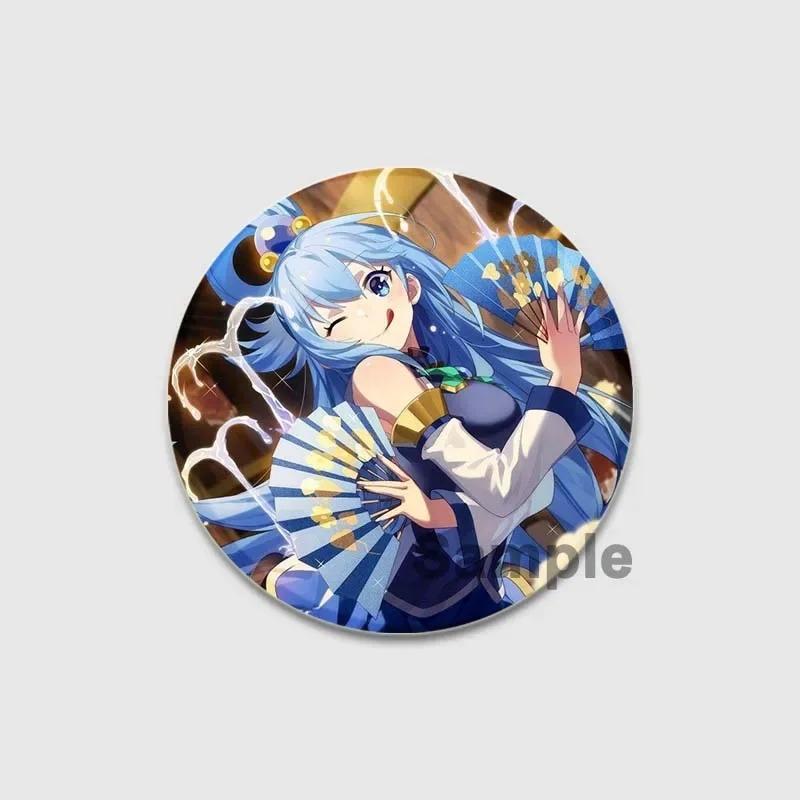 32/44/58mm Anime KonoSuba Brooch Pin Cartoon Figure Megumin Aqua Badge Button Pin Cosplay Souvenir Toy Gift Backpack Clothes Accessories