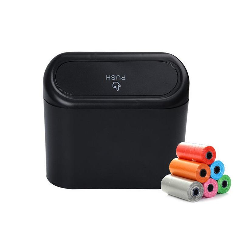 Car Clamshell Trash Bin Hanging Vehicle Garbage Dust Case Storage Box AB Square Pressing Trash Auto Interior Accessories