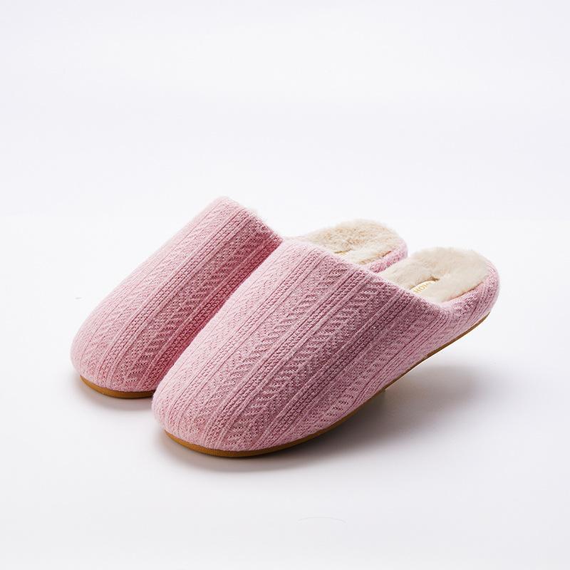 2024 new Japanese home cotton slippers winter stepping on shit feeling thickened non-slip couple fluffy thick-soled confinement shoes men